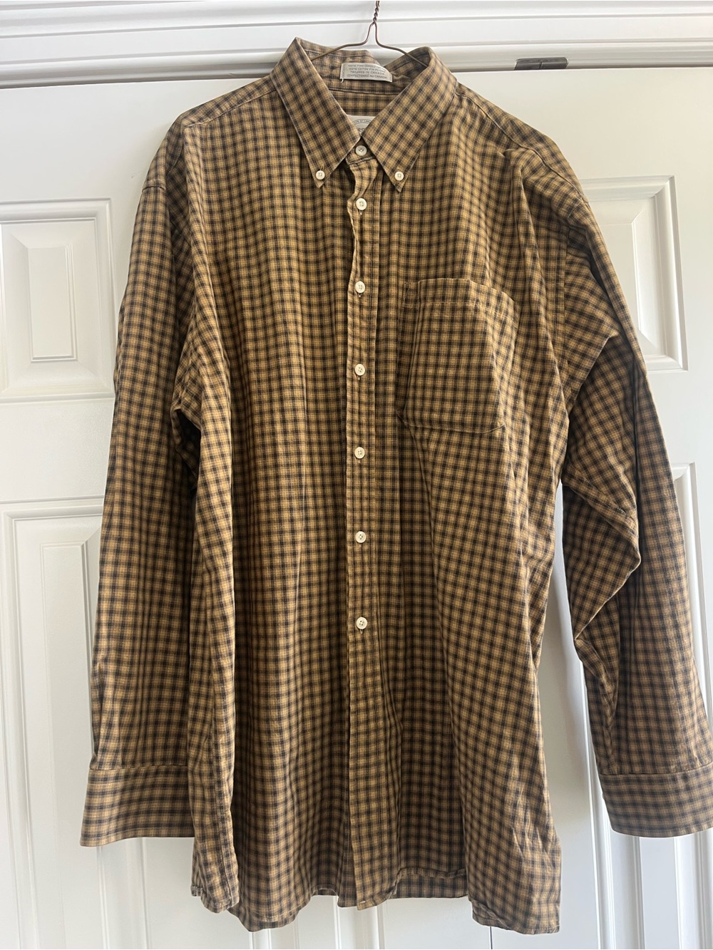 Men's Brown Black Gold Check Button-Down Shirt size XL Forsyth